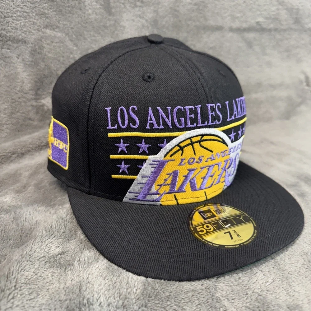 Los Angeles Lakers NBA New Era 59FIFTY Fitted Hat‎ Star Stud Size 7 3/8 HWC NWT
